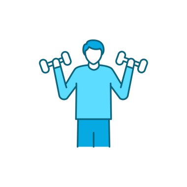 Sabah egzersizi renk çizgisi simgesi. Web sayfası için piktogram, mobil uygulama, tanıtım. UI UX GUI tasarım elemanı. Düzenlenebilir vuruş.