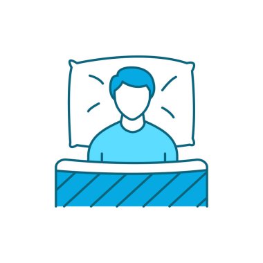 Yatak istirahatı renk çizgisi simgesi. Web sayfası için piktogram, mobil uygulama, tanıtım. UI UX GUI tasarım elemanı. Düzenlenebilir vuruş.