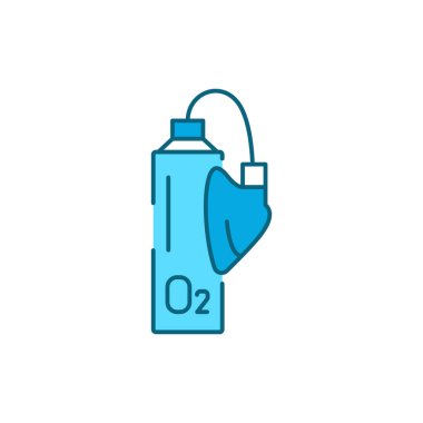 Oksijen tüpü renk çizgisi simgesi soluyorum. Web sayfası, mobil uygulama, düğme, logo için imza. Düzenlenebilir vuruş.