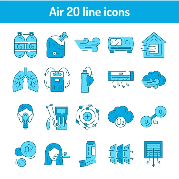 Luftfarbe Linie Symbole Gesetzt Piktogramme Für Webseite Mobile App Promo — Stockvektor