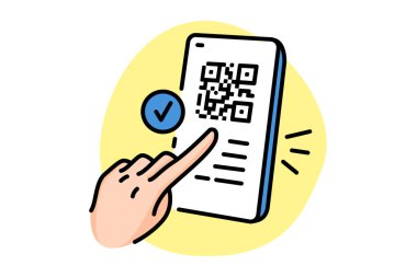 AB Dijital COVID Sertifikası renk çizgisi simgesi. QR kodu akıllı telefondan taranıyor. 