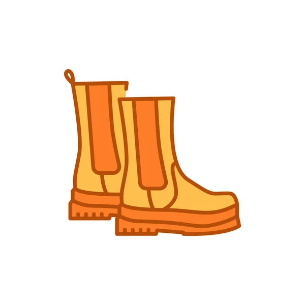 Botas Otoño Línea Color Icono Pictograma Para Página Web Aplicación — Vector de stock