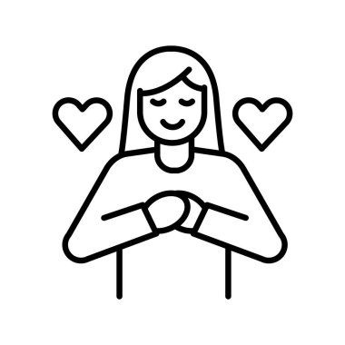 Minnettarlık örneği siyah çizgi ikonu. Vektör izole eleman. Düzenlenebilir vuruş.