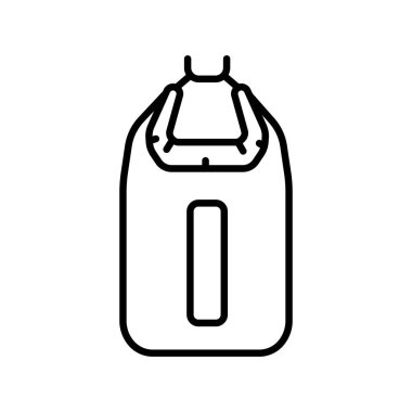 Su geçirmez kuru torba siyah çizgi simgesi. Vektör izole eleman. Düzenlenebilir vuruş