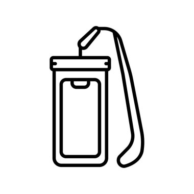 Su geçirmez telefon kılıfı siyah çizgi simgesi. Vektör izole eleman. Düzenlenebilir vuruş