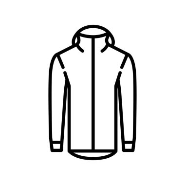 Su geçirmez yağmurluk siyah çizgi ikonu. Vektör izole eleman. Düzenlenebilir vuruş