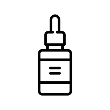 Kozmetik siyah çizgi ikonu için plastik damlatıcı. Vektör izole eleman. Düzenlenebilir vuruş