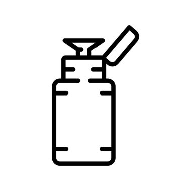 Kozmetik siyah çizgi ikonu için plastik pompa. Vektör izole eleman. Düzenlenebilir vuruş