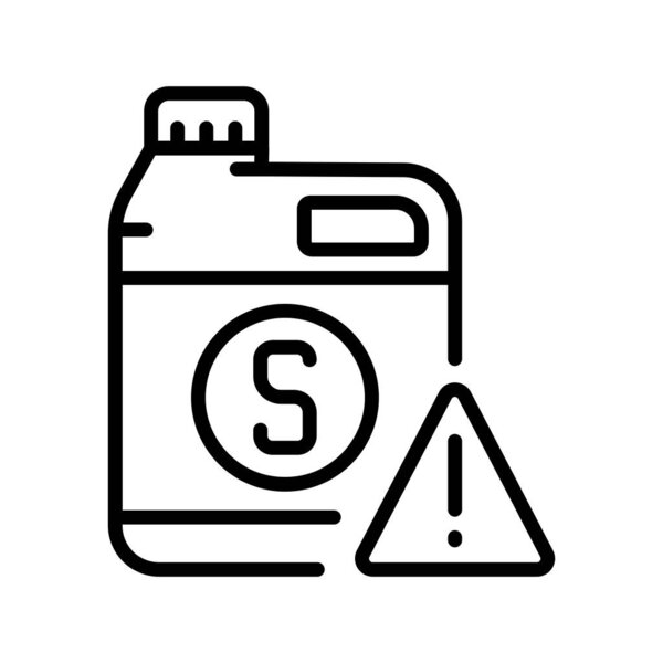 hazardous solvent black line icon for digital and print projects.  Minimal clean icons for apps and websites. Modern simple icons for UI UX and branding