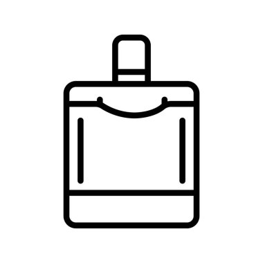 Kozmetik siyah çizgi ikonu için plastik seyahat şişesi. Vektör izole eleman. Düzenlenebilir vuruş