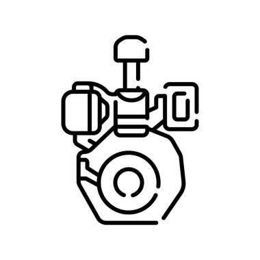 motor siyah çizgi simgesi. Vektör izole eleman. Düzenlenebilir vuruş