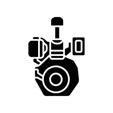 motor siyah çizgi simgesi. Vektör izole eleman. Düzenlenebilir vuruş