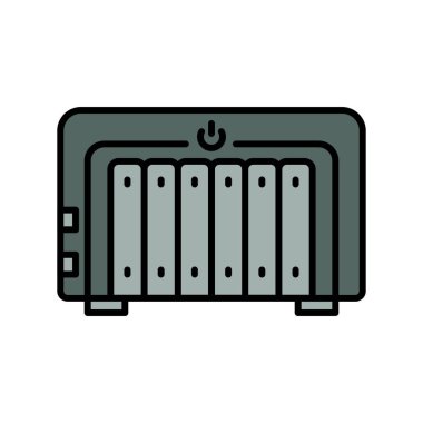 Nas depolama siyah çizgi simgesi. Vektör izole eleman. Düzenlenebilir vuruş