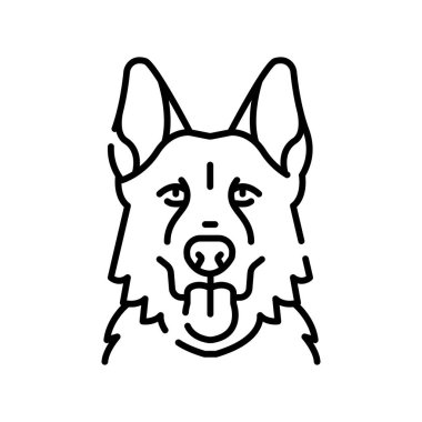 Dijital ve baskı projeleri için Alman Shepherd Black Line ikonu. Köpek cinsi. Uygulamalar ve web siteleri için en az temiz simgeler. UI UX ve markalaşma için modern basit simgeler