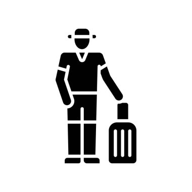 Turist rengi düz simge. Vektör izole eleman. Düzenlenebilir vuruş.