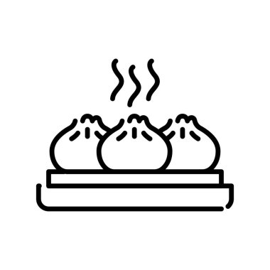 Dim sum siyah çizgi simgesi. Vektör izole eleman. Düzenlenebilir vuruş.