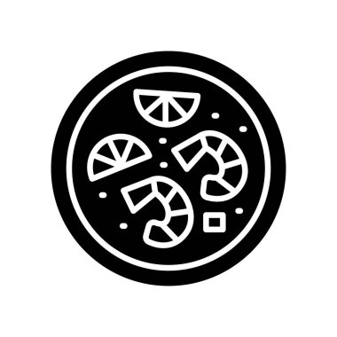 Tom yum siyah kabartma simgesi. Vektör izole eleman. Düzenlenebilir vuruş.