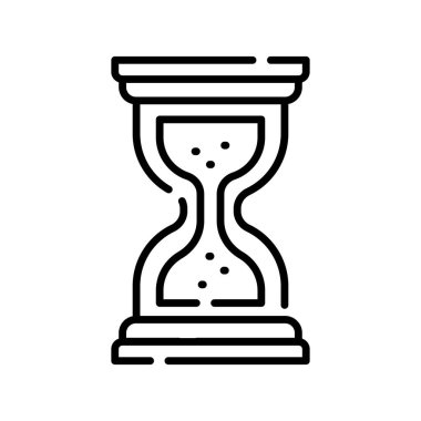 Kum saati siyah çizgi simgesi. Vektör izole eleman. Düzenlenebilir vuruş.