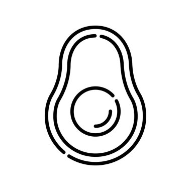 Avokado siyah çizgi ikonu. Vektör izole eleman. Düzenlenebilir vuruş.