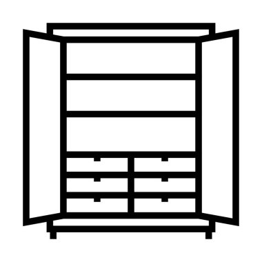 Endüstriyel Kabine ikonu. Fabrika ambarı tabelası. Endüstriyel depolama ekipmanları. Cantilever raf sistemi.