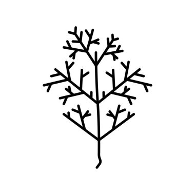 Dijital ve yazdırma projeleri için dereotu büyüyen siyah çizgi simgesi. Sebze ekimi. Uygulamalar ve web siteleri için en az temiz simgeler. UI UX ve markalaşma için modern basit simgeler