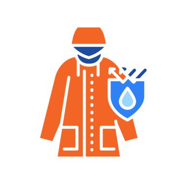 Dijital ve yazdırma projeleri için su geçirmez giysi rengi düz simgesi. KVK ürünü. Uygulamalar ve web siteleri için en az temiz simgeler. UI UX ve markalaşma için modern basit simgeler