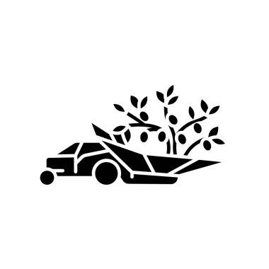 Zeytin rengi düz simge hasat ediyor. Vektör izole eleman. Düzenlenebilir vuruş.