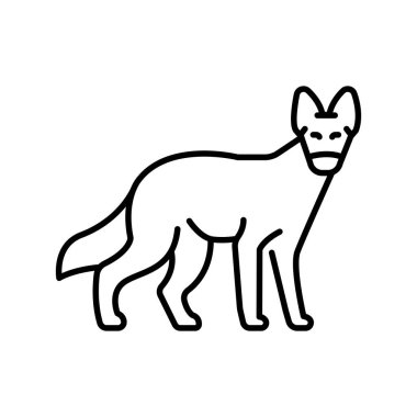 Dijital ve yazdırma projeleri için dhole kara çizgi simgesi. Asyalı hayvanlar. Uygulamalar ve web siteleri için en az temiz simgeler. UI UX ve markalaşma için modern basit simgeler