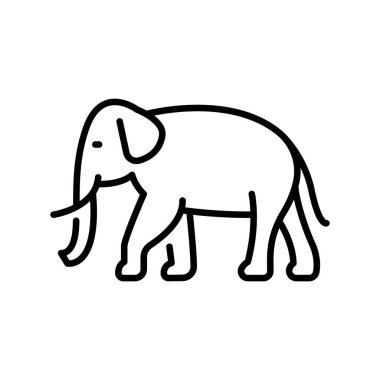 Dijital ve yazdırma projeleri için fil siyah çizgi simgesi. Asyalı hayvanlar. Uygulamalar ve web siteleri için en az temiz simgeler. UI UX ve markalaşma için modern basit simgeler