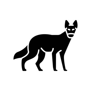 Dijital ve yazdırma projeleri için dhole siyah düz simge. Asyalı hayvanlar. Uygulamalar ve web siteleri için en az temiz simgeler. UI UX ve markalaşma için modern basit simgeler