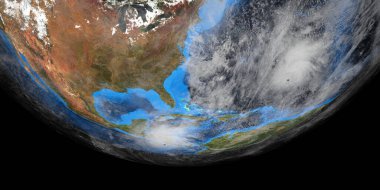 Uzaydan gelen Epsilon Kasırgası. Aşırı detaylı ve gerçekçi yüksek çözünürlüklü 3D görüntüleme. Bu illüstrasyonun elementleri NASA tarafından döşenmiştir..