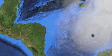 Uzaydan gelen kasırga. Bu yüksek çözünürlüklü 3D görüntüleme elementleri NASA tarafından desteklenmektedir.
