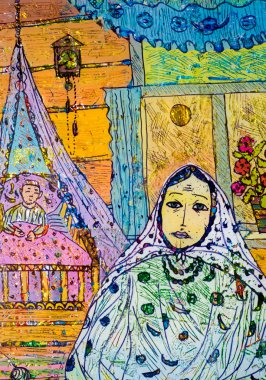 renkli folyo, oryantal kadın, Arap kadın, uygulama bir 