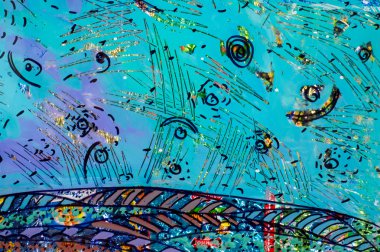 renkli folyo, soyut gece gökyüzü uygulanması