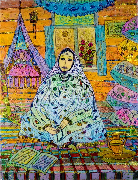Použití barevných fólií, orientální, arabské žena, — Stock fotografie