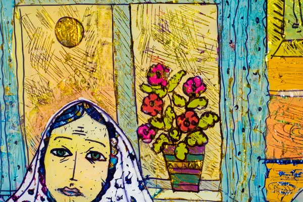 Toepassing van gekleurde folie, Oosterse vrouw, de Arabische vrouw, een — Stockfoto