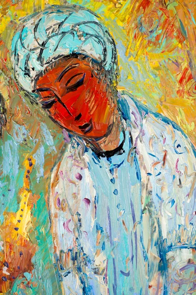 Etnografía, M.Sh. (en inglés) Khaziev. cuadro de artista pintado en óleo. Orie. — Foto de Stock