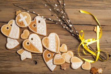 Paskalya kurabiyeleri. El yapımı. Arka plan renklerini erken Bahar