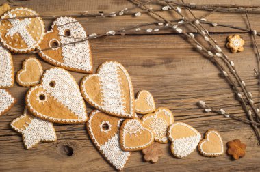 Paskalya kurabiyeleri. El yapımı. Arka plan renklerini erken Bahar