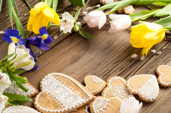 Easter Cookies. Handmade. The background colors of early spring — Stock Photo, Image