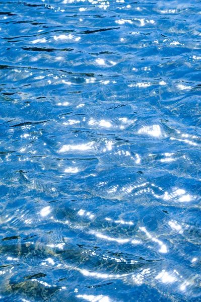 纹理背景 池中的水是在计数器光拍到的 来自太阳的海浪眩光 — 图库照片