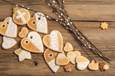 Paskalya kurabiyeleri. El yapımı. Arka plan renklerini erken Bahar