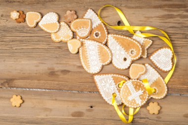 Paskalya kurabiyeleri. El yapımı. Arka plan renklerini erken Bahar