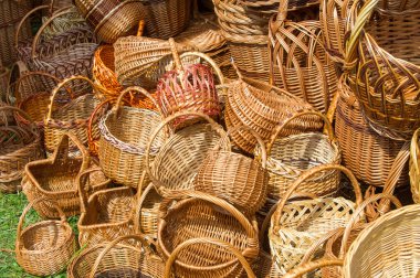 Willow twigs dokuma sepetleri. bir tutmak için kullanılan kapsayıcı veya araba