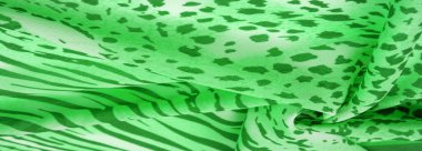 Yeşil-beyaz çizgili ipek kumaş, Afrika tarzı zebra derisi. Tasarımcı için, tasarımın taslağı, dekoratörün çevresi. Arkaplan dokusu koleksiyonu