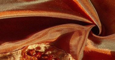 Kehribar altın, ipek kumaş, sarı cam boncuklarla süslenmiş, boncuklarla süslenmiş, tasarım kartı, arkaplan dokusu