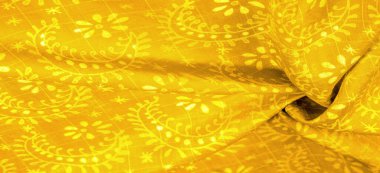 Soluk çiçek desenli klasik sarı kumaş dokusu ve arka plan için kullanışlı. Arkaplan dokusu