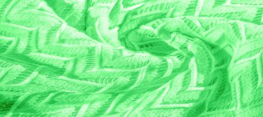 Yeşil kumaş, çok katmanlı ipek dantel, birinci sınıf kış örgü şalı. Desen, arkaplan, desen, ipek