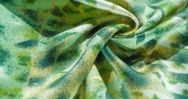 Afrika tarzı yeşil ve beyaz ipek kumaş. Tasarımcı, doku deseni, arkaplan koleksiyonu.