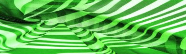 İpek kumaş, yeşil ve beyaz soyut çizgiler. Soyut beyaz ve yeşil desenlerin sihirli formu. Retro modern dekor, tekstil sanatı, tasarım, doku, arkaplan, kalıp